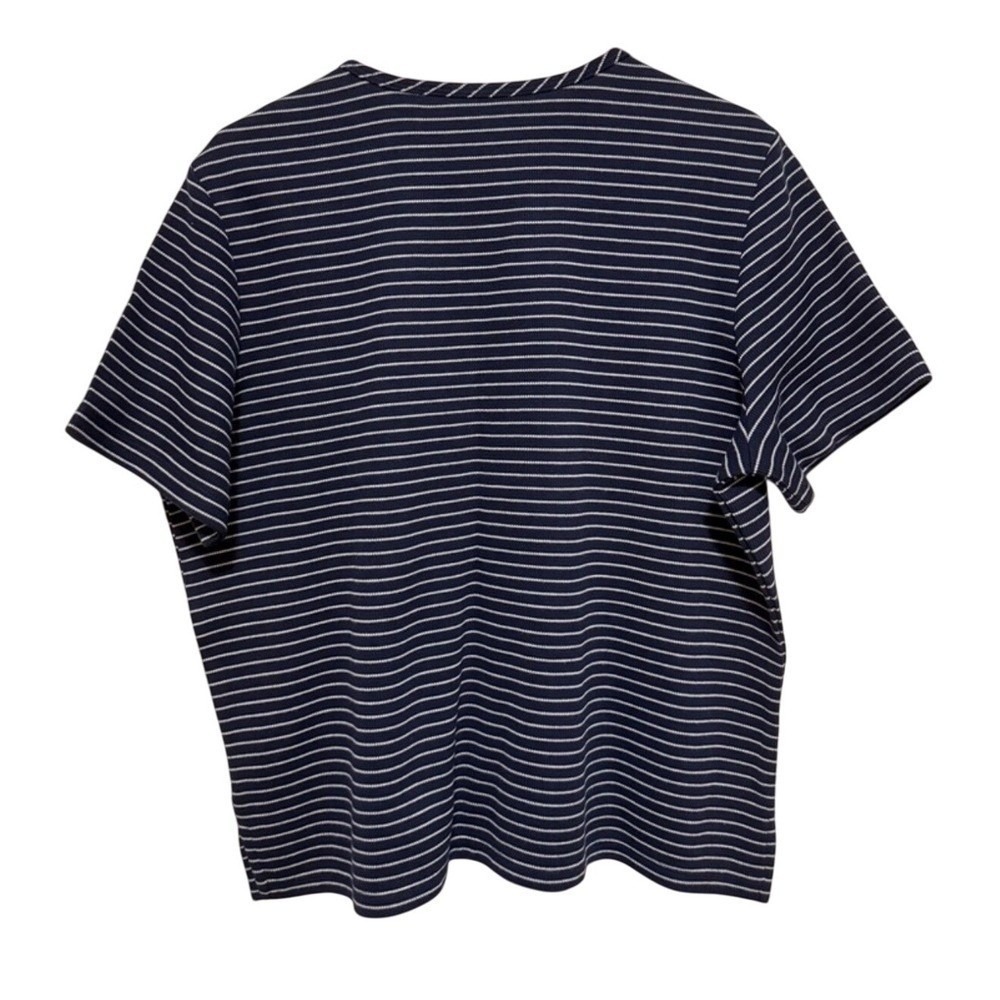 Draper's & Damon's Navy Blue White T Shirt Top Striped Short Sleeve XL Petite - Picture 2 of 9